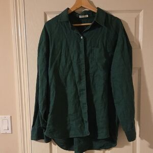 Oysho Green Linen Shirt Sz L